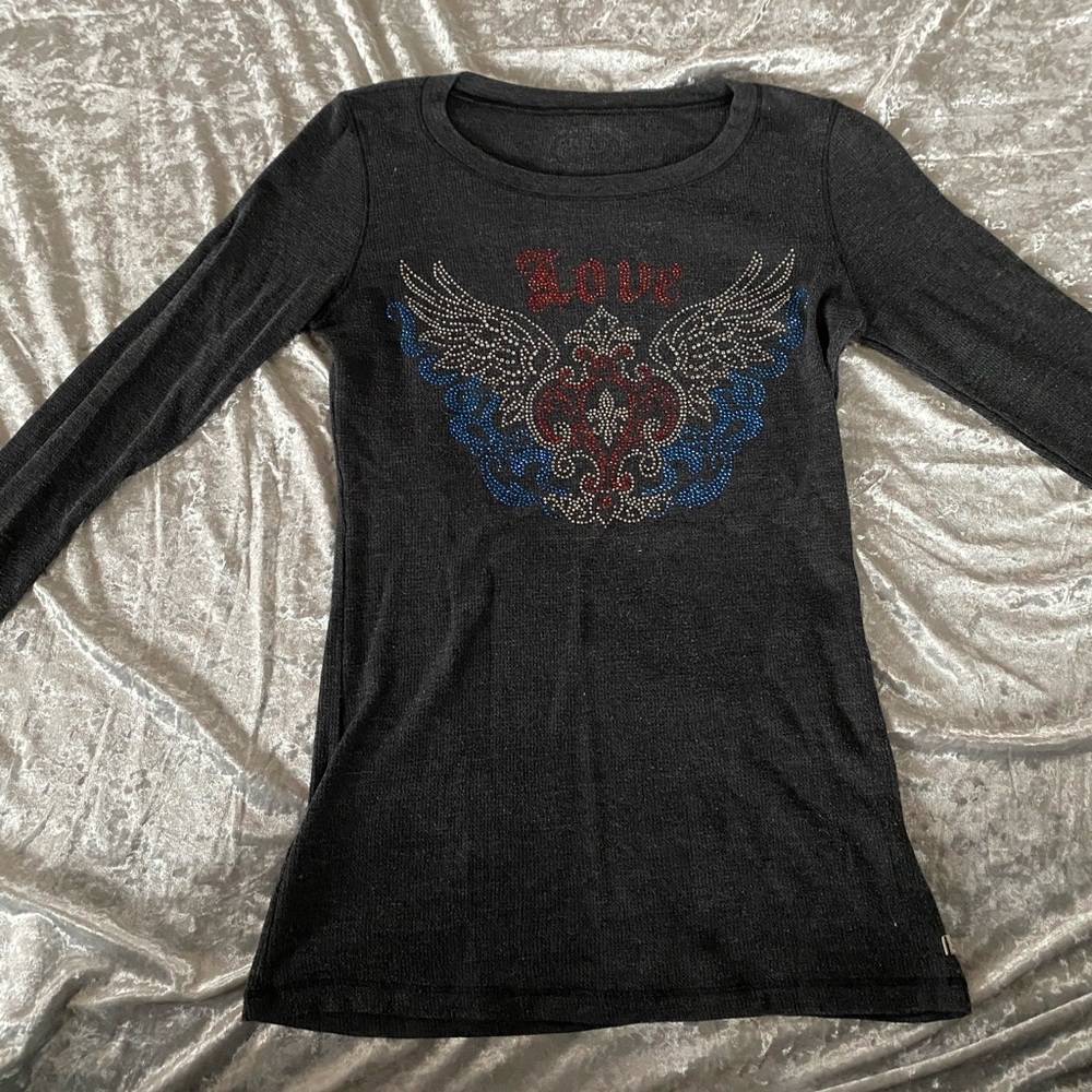 Sparkly waffle knit long sleeve